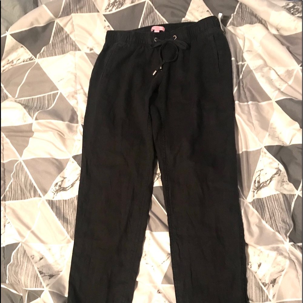 Lilly Pulitzer S Linen Drawstring Aden Pants Black